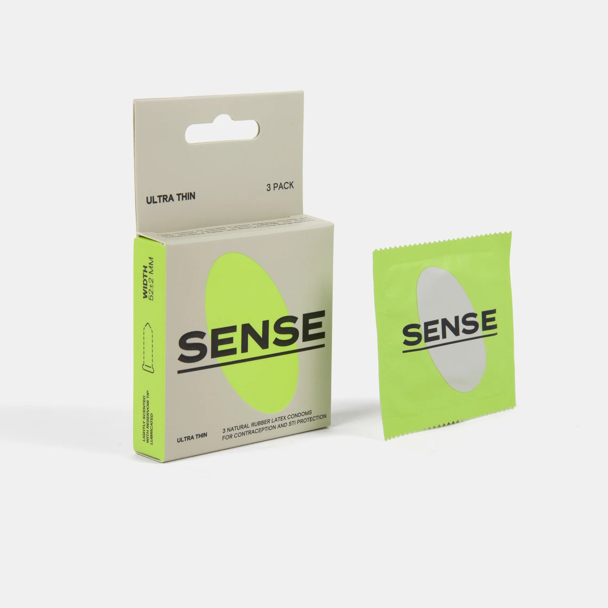 Sense ultra thin natural rubber latex condoms 3 pack