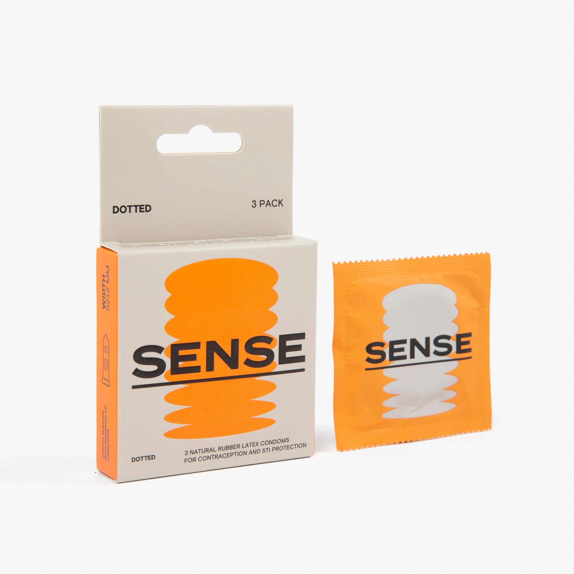 Sense dotted natural rubber latex condoms 3 pack 